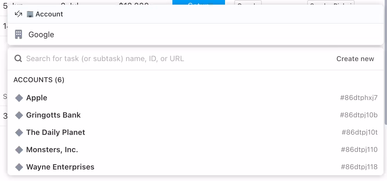 Accounts in ClickUp